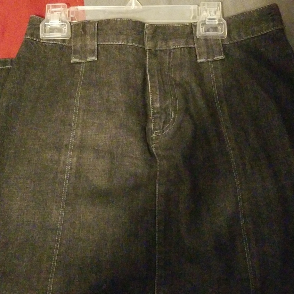 DKNY Black Wash Denim Long Skirt